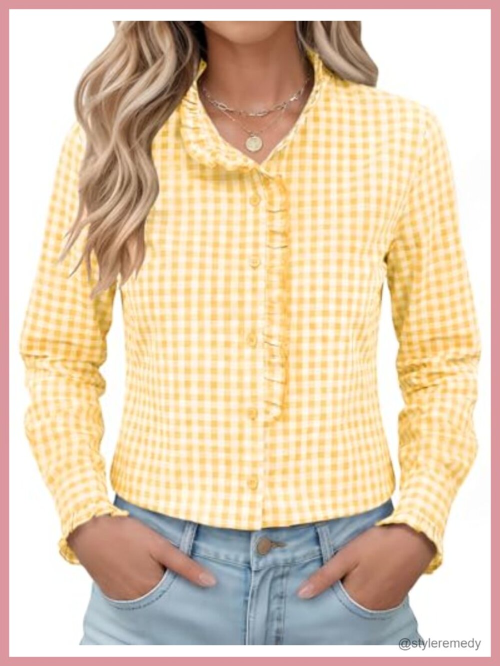 Womens Ruffle Cuff Button Down Blouse Long Sleeve Cotton Work Shirt